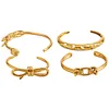 Stainless steel bracelet - plated with 18K gold - bow-shaped line star and moon hollowed-out flower bracelet